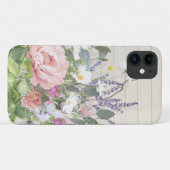 Elegant Pink Peony Lavender Floral Rustial Wood Case-Mate iPhone Case (Achterkant (horizontaal))
