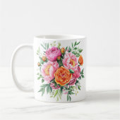 Elegant Pink Peony Rose Floral Bouquet Coffee Mug Koffiemok (Links)
