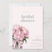 Elegant Pink Peony Vrijgezellenfeest Kaart (Voorkant)