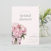 Elegant Pink Peony Vrijgezellenfeest Kaart (Staand voorkant)