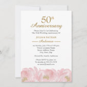 Elegant Pink Peony Wedding Jubileum Uitnodiging (Voorkant)