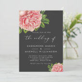 Elegant  Pink Peony Wedding Kaart (Staand voorkant)