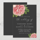 Elegant  Pink Peony Wedding Kaart (Voorkant / Achterkant)