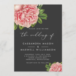Elegant  Pink Peony Wedding Kaart