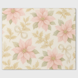 Elegant Pink Poinsettia Christmas Wrapping Paper Cadeaupapier