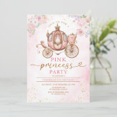 Elegant Pink Princess Birthday Carriage Flowers Kaart (Staand voorkant)