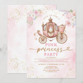 Elegant Pink Princess Birthday Carriage Flowers Kaart (Voorkant / Achterkant)