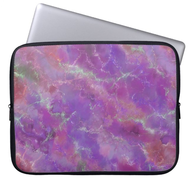 Elegant Pink, Purple and Silver Marble Pattern Laptop Sleeve (Voorkant)