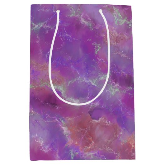Elegant Pink, Purple And Silver Marble Pattern Medium Cadeauzakje (Voorkant)