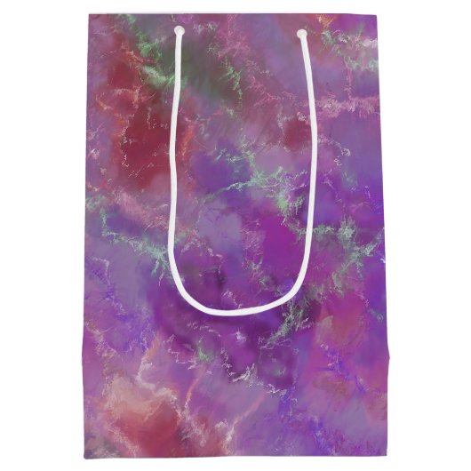 Elegant Pink, Purple And Silver Marble Pattern Medium Cadeauzakje (Achterkant)