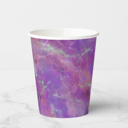 Elegant pink, purple and silver Marble Pattern Papieren Bekers (Links)