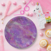 Elegant pink, purple and silver Marble Pattern Papieren Bordje (Feest)