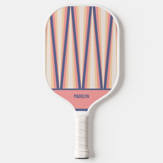Elegant Pink Purple Chevron Pattern Custom Name Pickleball Paddle (Voorkant)