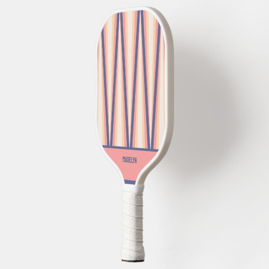 Elegant Pink Purple Chevron Pattern Custom Name Pickleball Paddle (Links)