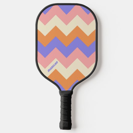 Elegant Pink Purple Chevron Pattern Custom Name Pickleball Paddle (Achterkant)