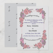 Elegant Pink Purple Floral Rose Invitation Kaart (Voorkant / Achterkant)