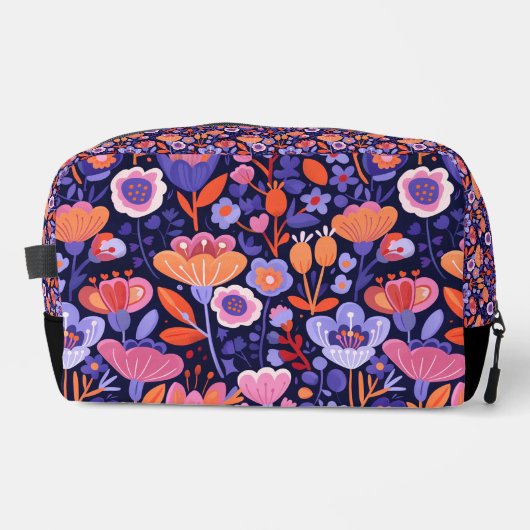 Elegant pink purple folk floral pattern toilettasje (Voorkant)