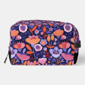 Elegant pink purple folk floral pattern toilettasje (Achterkant)