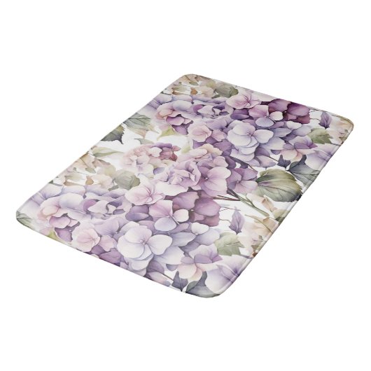 Elegant pink purple watercolor hydrangeas  badmat (Gekanteld)