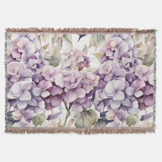 Elegant pink purple watercolor hydrangeas  deken