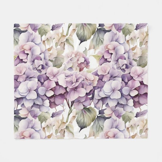 Elegant pink purple watercolor hydrangeas fleece deken (Voorkant (Horizontaal))