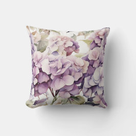 Elegant pink purple watercolor hydrangeas  kussen
