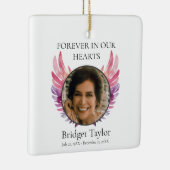 Elegant Pink & Purples Angel Wings Photo Memorial Keramisch Ornament (Rechts)