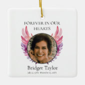 Elegant Pink & Purples Angel Wings Photo Memorial Keramisch Ornament (Voorkant)