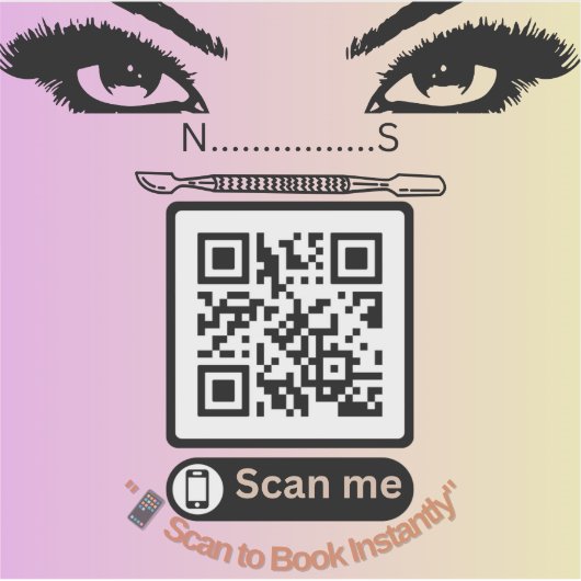 Elegant Pink QR Code Sticker – Book Now Beauty Sal (Voorkant)