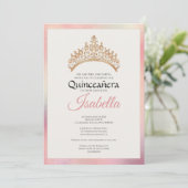 Elegant Pink Quinceanera 15th Birthday Kaart (Staand voorkant)
