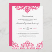 Elegant Pink Quinceañera Uitnodiging (Voorkant / Achterkant)