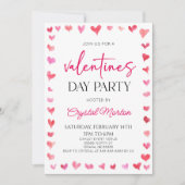 Elegant Pink Red Hearts Valentijnsdag Party Kaart (Voorkant)