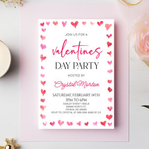 Elegant Pink Red Hearts Valentijnsdag Party Kaart