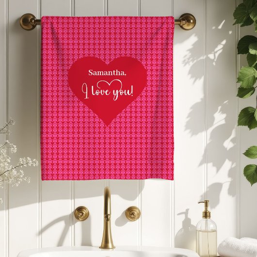 Elegant Pink Red Hearts Valentine Bath Towel Bad Handdoek