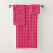 Elegant Pink Red Hearts Valentine Bath Towel Bad Handdoek (Insitu)