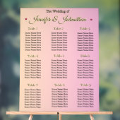 Elegant Pink Red Hearts Wedding Seating Chart Acryl Bord (Neutraal)