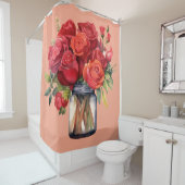 Elegant Pink Red Roses Shower Curtain Douchegordijn (In situ)