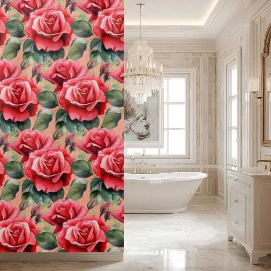 Elegant Pink Red Roses Shower Curtain Douchegordijn