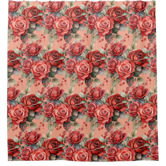 Elegant Pink Red Roses Shower Curtain Douchegordijn (Voorkant)