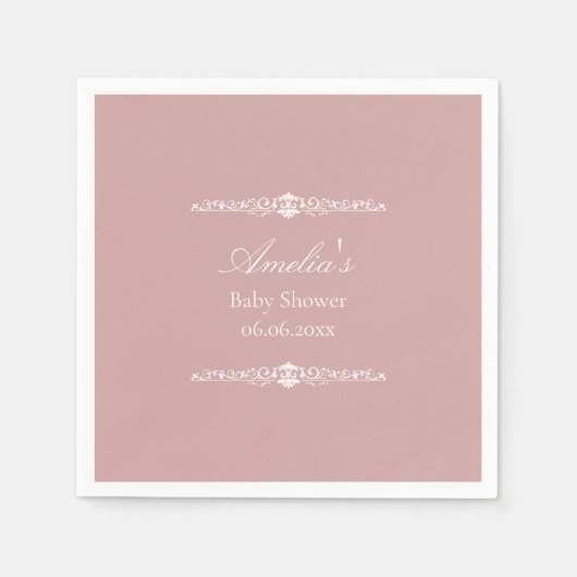 Elegant Pink Regency Style Baby Shower  Servet (Voorkant)