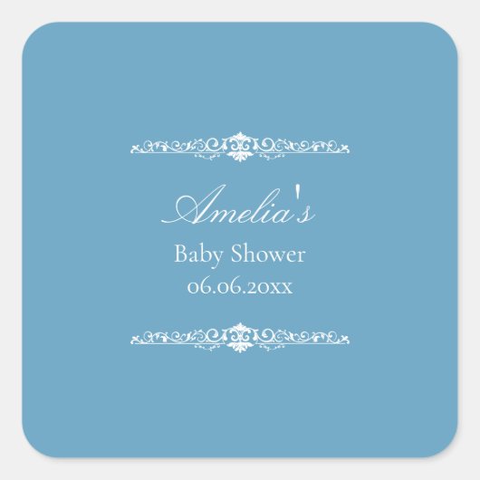 Elegant Pink Regency Style Baby Shower  Vierkante Sticker (Voorkant)