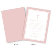 Elegant Pink Religious Cross Girl Baptism Bedankkaart