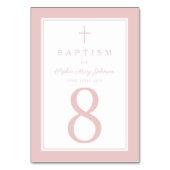 Elegant Pink Religious Cross Girl Baptism Kaart (Voorkant)