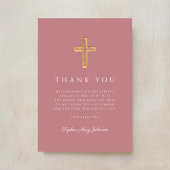 Elegant Pink Religious Cross Girl Confirmation Bedankkaart