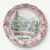 Elegant Pink Rococo Holiday Dining Papieren Bordje (Voorkant)