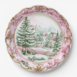 Elegant Pink Rococo Holiday Dining  Papieren Bordje