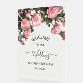 Elegant Pink Romantic 3D Roses Wedding Acryl Bord (Hoek)