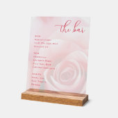 Elegant Pink Rose Bar Menu Acryl Bord (Hoek)