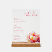 Elegant Pink Rose Bar Menu Acryl Bord (Voorkant)