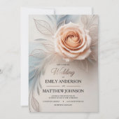 Elegant Pink Rose Dew Drop Wedding Invitation Kaart (Voorkant)